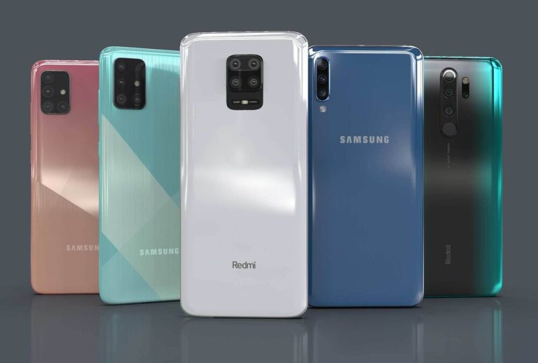 گوشی سامسونگ موبایل های مدل مختلف از برند پر طرفدار سامسونگ به رنگ سبز نارنجی سفید آبی
