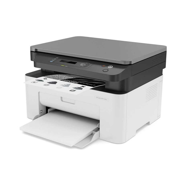 تصویری از یک پرینتر اچ پی مدل Laser MFP 135w در یک پس زمینه سفید و ساده